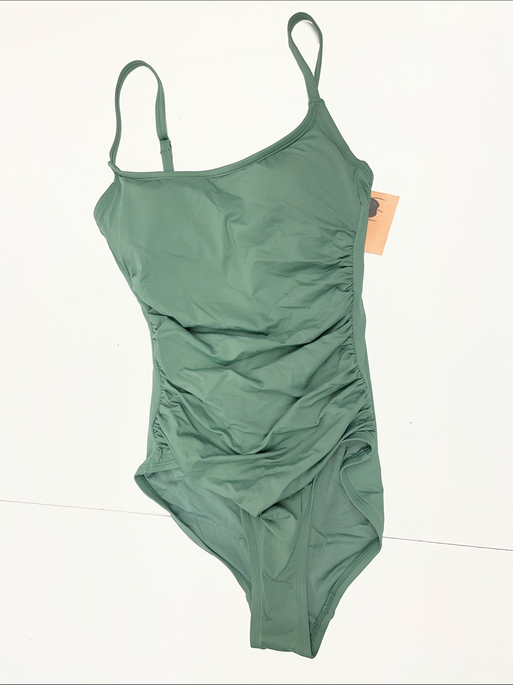 NEW Shade & Shore Women’s green Ruched One-Piece Swimsuit Size small